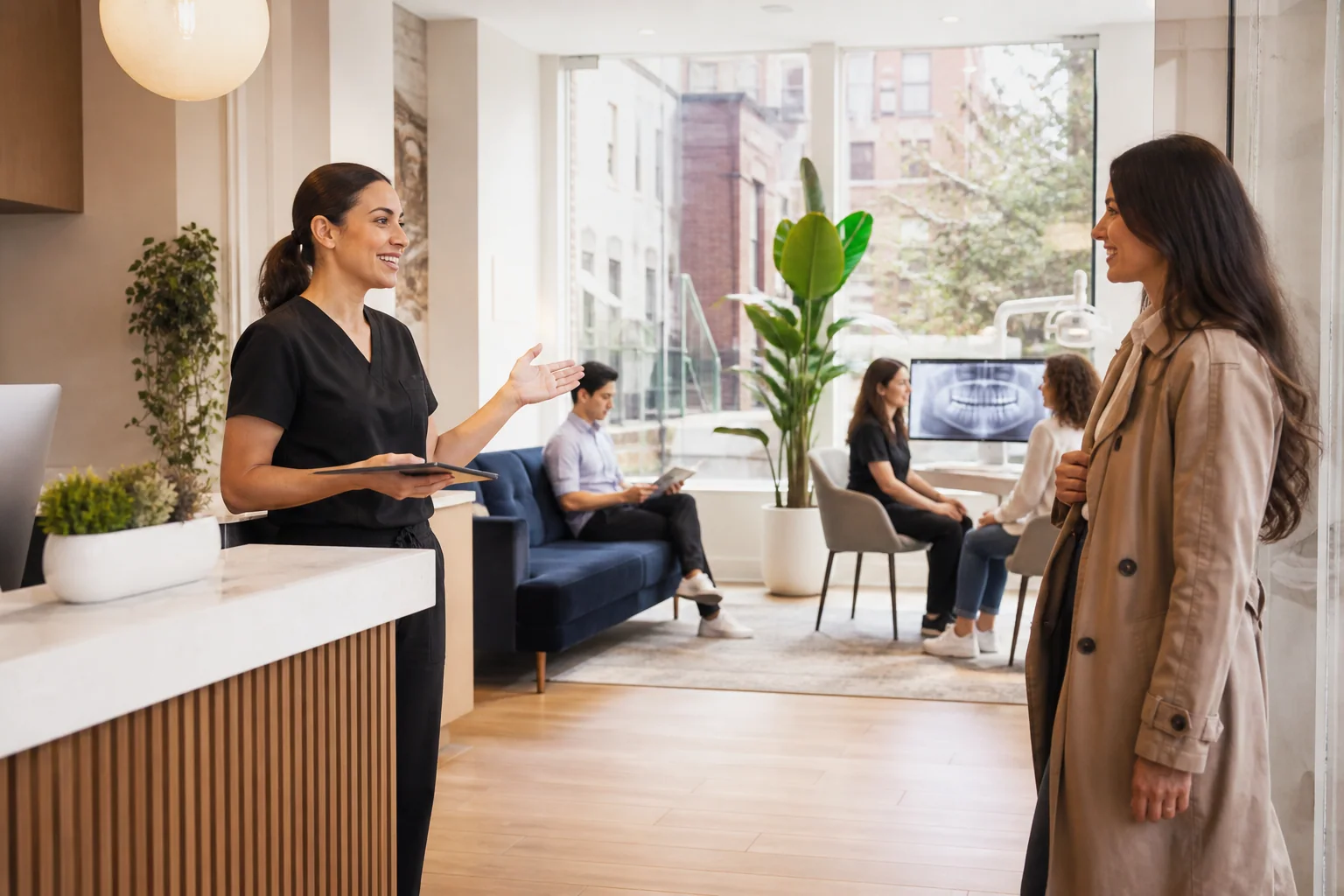 Welcoming and accessible dental office reception area in New York City